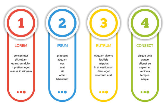 Collection of 4 isolated banners - 4 step infographic with templ