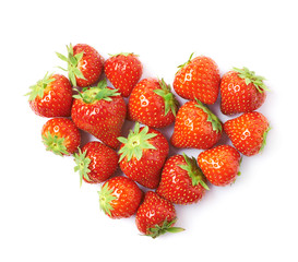 Heart shape made of strawberries
