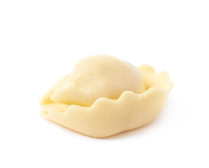 Single ravioli dumpling isolated