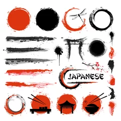 Foto op Canvas Traditional Japanese style. Set of brushes and other design elements © Pro_Vector