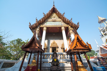 Temple Wat Intharawihan in Bangkok. It was built at beginning of Ayutthaya period, one of the main features is a 32-metre high, 10-metre wide standing Buddha