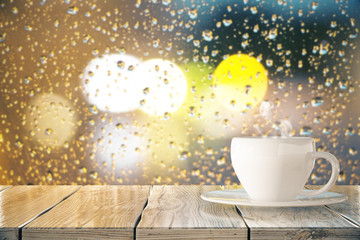 Coffee on wooden table