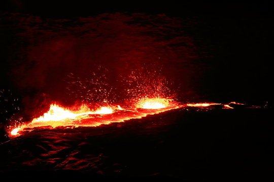 Burning lava lake in the Erta Ale volcano-Danakil-Ethiopia. 0204