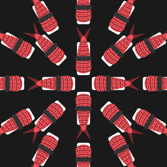 sushi pattern on dark background flat style