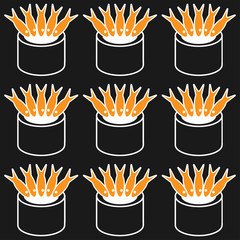 sushi pattern fish on dark background flat style