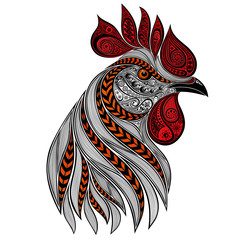 Abstract vector rooster with red crest