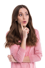 Naklejka premium Young woman thinking