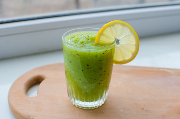 fresh smoothie kiwi in a glass
