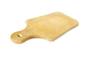 Chopping board on a white background close up