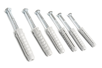 Screws on a white background close up