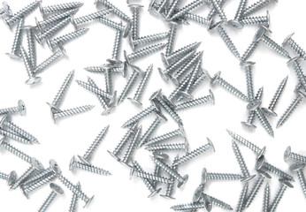 Screws on a white background close up