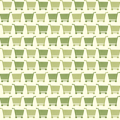 Seamless Eco Shopping Cart Pattern Background