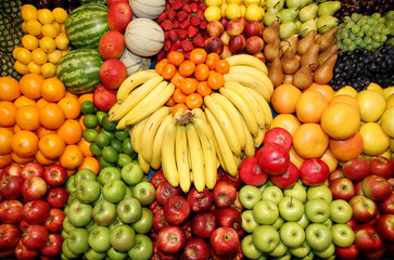 Collection of freshly picked fruits as a background