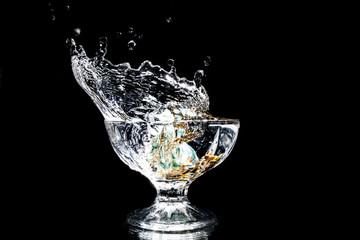 Splash in a crystal glass 