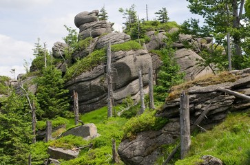 Granite rock Poledni kameny in the Jizera mountains, North Bohemia, Czech republic