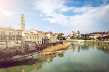 Fototapeta na wymiar Verona river cityscape, Italy