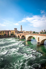 Obraz premium Verona river cityscape, Italy