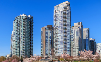 Modern apartment buildings in downtown Vancouver, BC, Canada