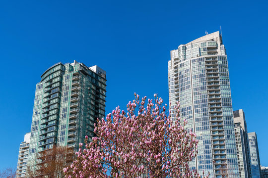 Modern apartment buildings in downtown Vancouver, BC, Canada