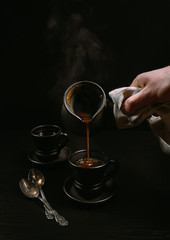 Turkish coffee pouring moment