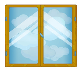 Cartoon scene with weather in the window - cloudy - isolated - illustration for children
