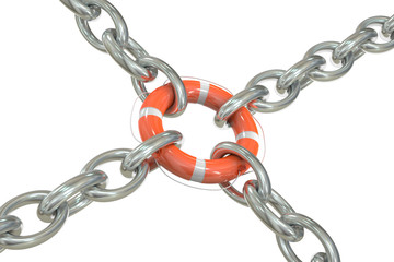 Obraz premium Chain with lifebuoy, business concept