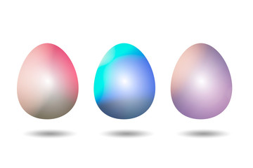 3 pink blue purple Easter eggs