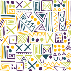 Hand drawn ethnic geometric seamless pattern.