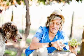 Boy in vineyard