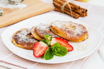 Apple rings dipped in batter