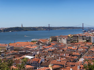 Fototapeta na wymiar View from the Castle of Sao Jorge across the city of Lisbon Portual