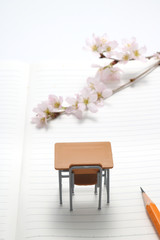 桜　学習机　ノート