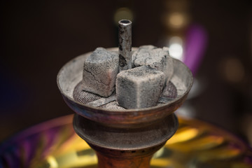 Preparation The Hookah With Charcoal For Smoking