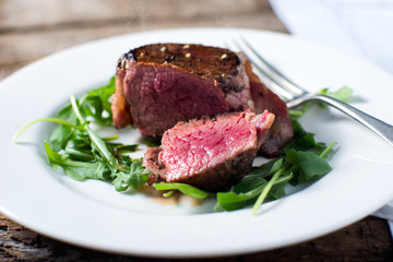 Beef Fillet Mignon Steak cooked rare