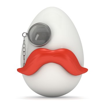 Egg With Red Mustache And Monocle