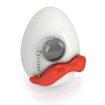 Egg With Red Mustache And Monocle