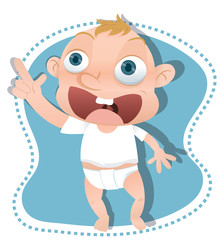 Fototapeta premium Cartoon baby pointing.