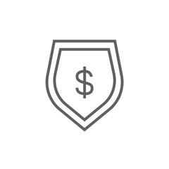 Shield with dollar symbol line icon.