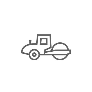 Road roller line icon.