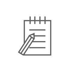 Writing pad and pen line icon.