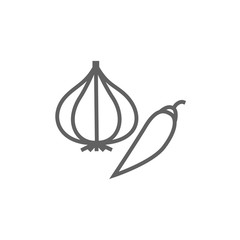 Garlic and chilli line icon.
