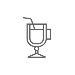 Glass with drinking straw line icon.