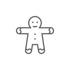 Gingerbread man line icon.