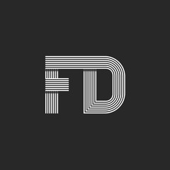 Combination letter FD together logo monogram mockup, F D calm symbols for wedding invitation, business card emblem