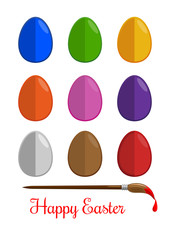 Easter egg and brush for coloring eggs isolated on white background. Easter eggs vector icons flat style. Easter eggs. Easter eggs for Easter holidays design. Easter eggs icons flat modern style.