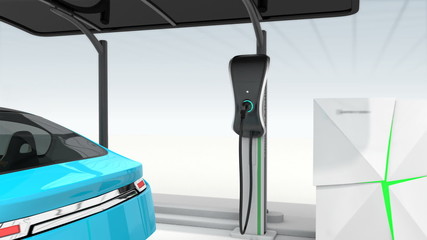 Animation of electric vehicle charging station for public space