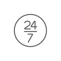 Open 24 hours and 7 days in wheek sign line icon.