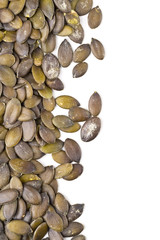 Unshelled pumpkin seeds border