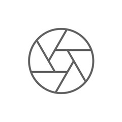 Camera shutter line icon.