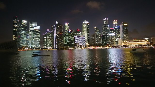 Night views of Singapore, Marina Bay panorama.